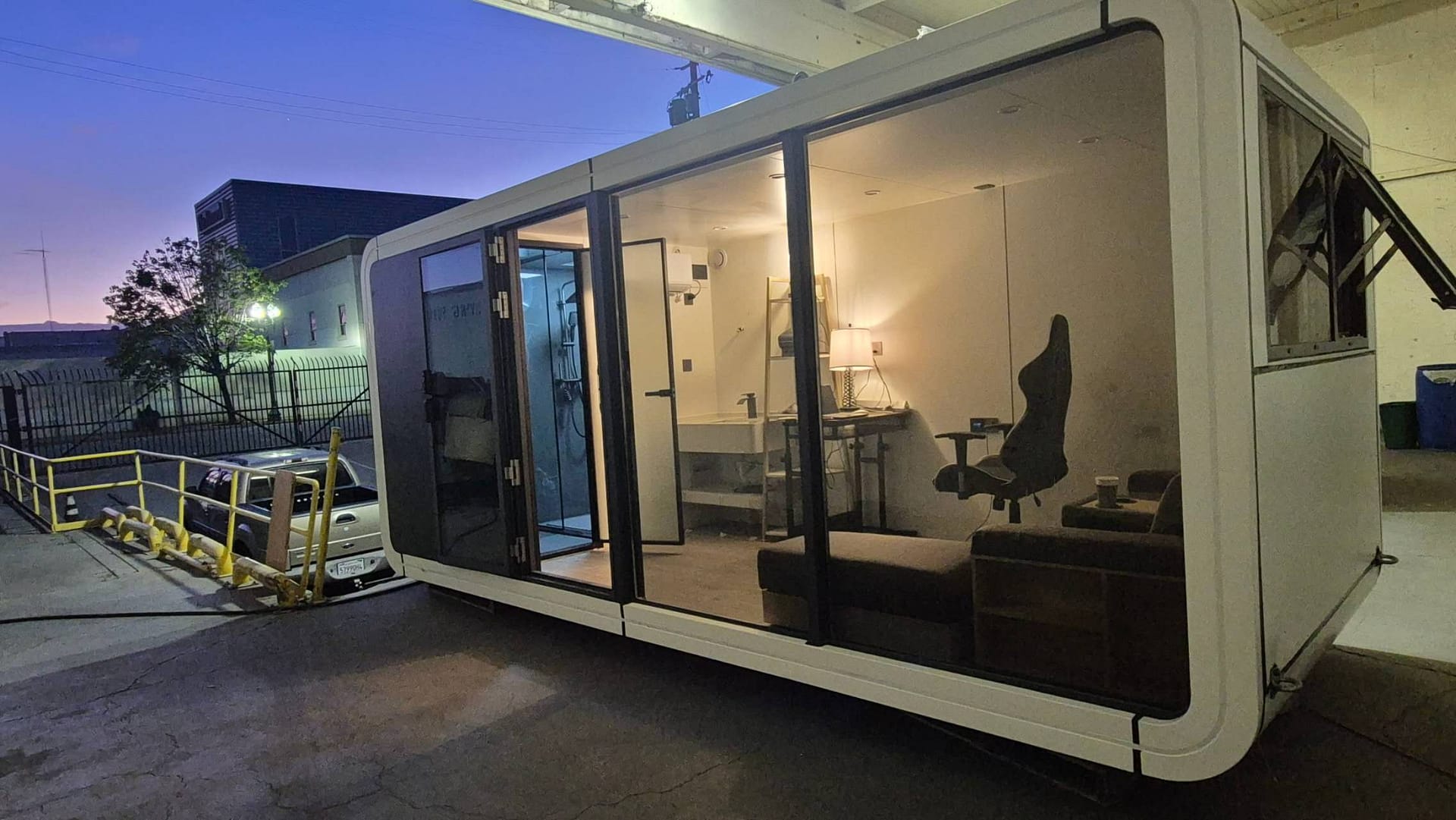 California manufacturing facility for modular space capsule studio units
