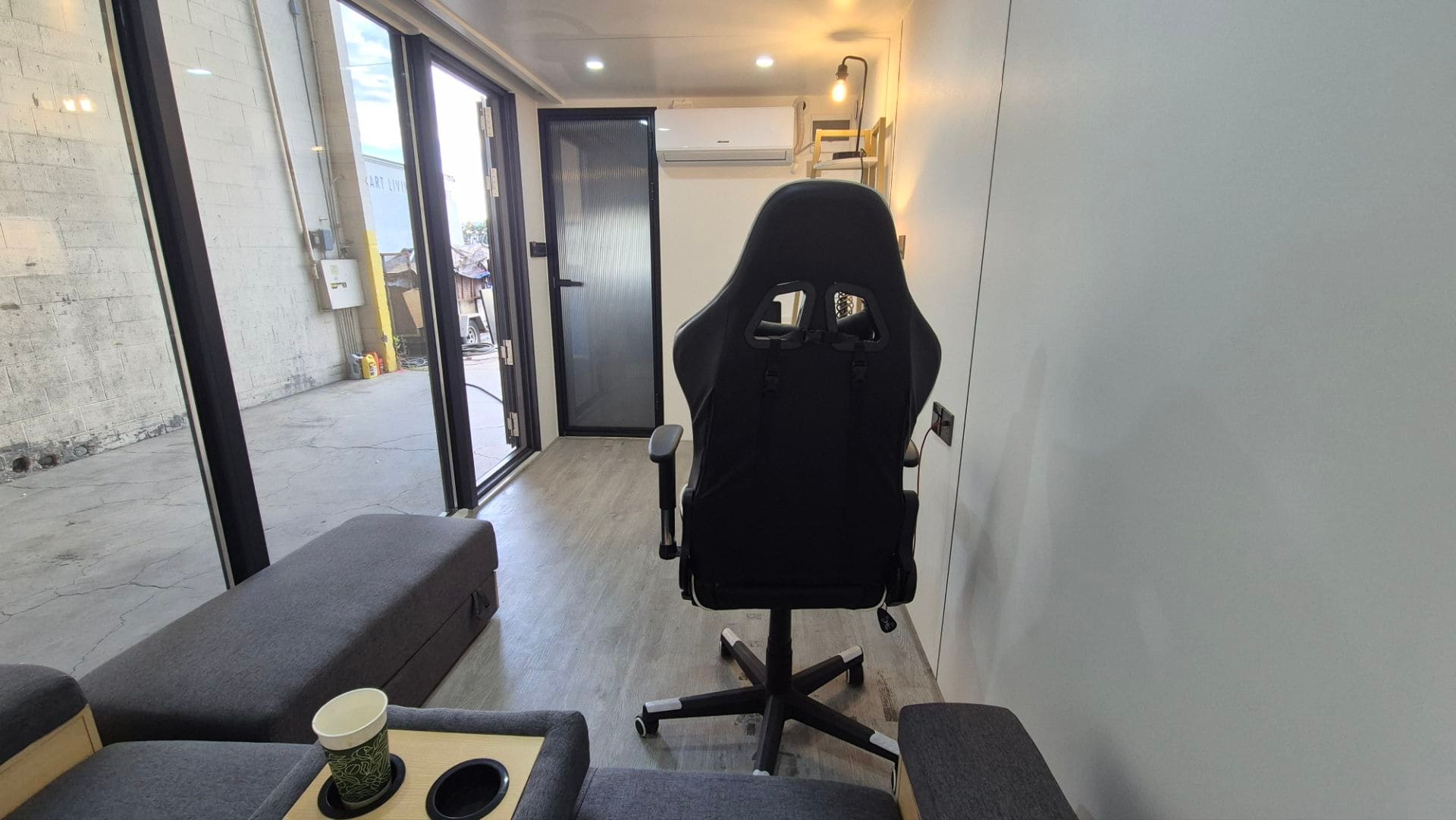 Living Pod Desk and Lounge Area